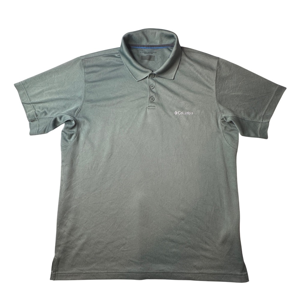 Columbia Polo Shirt Mens L Green Performance Short Sleeve Pique Outdoor 38464
